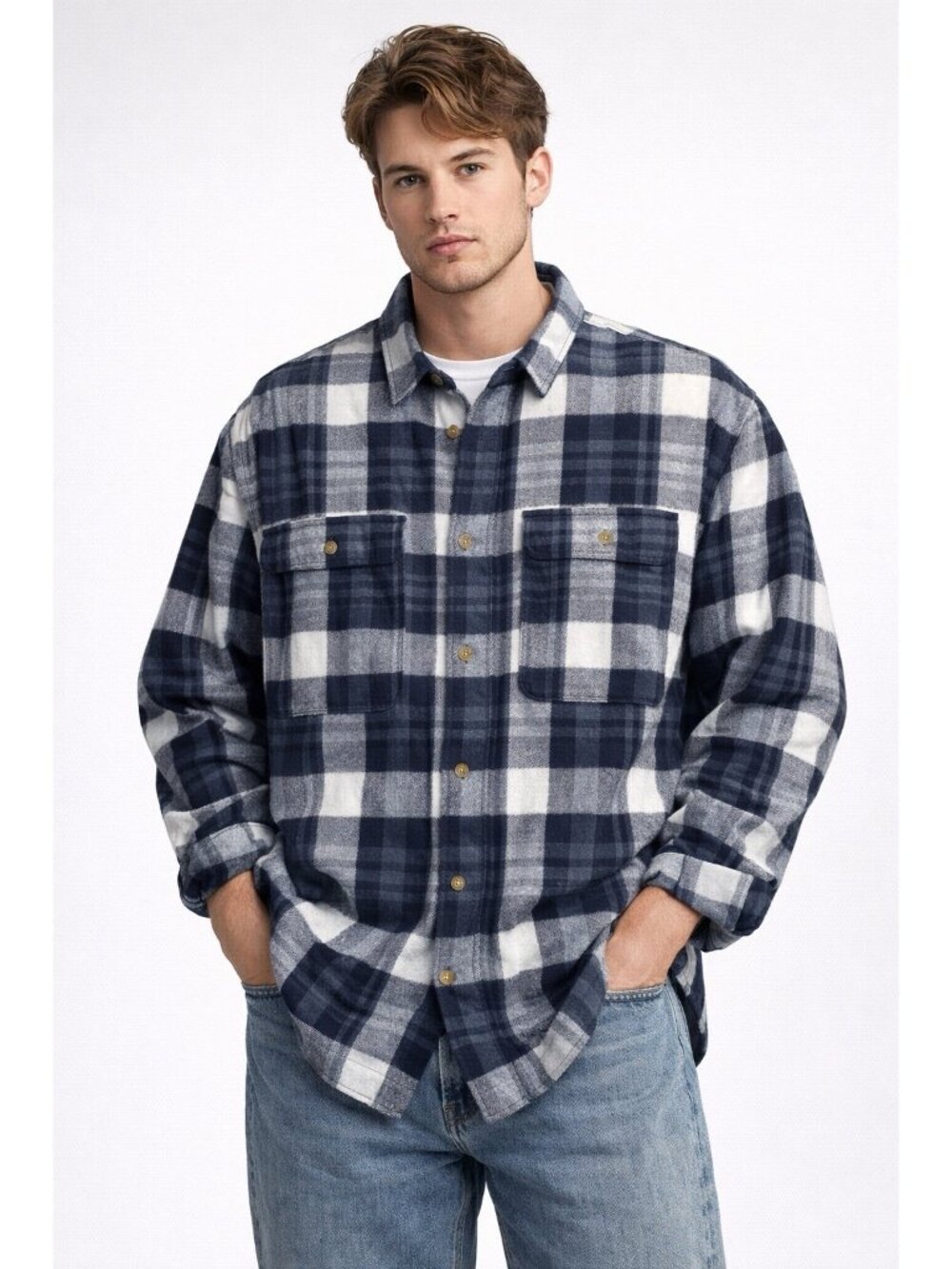 Banana Republic flannel fleece jacket shirt button down Men XL Tall soft warm